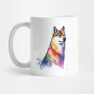 Akita Dog In Watercolor & Pen Mug